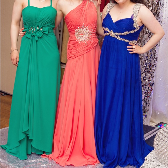 Tony Bowls Evening Gala Coral Chiffon Formal Dress Size 4 - Picture 3 of 14